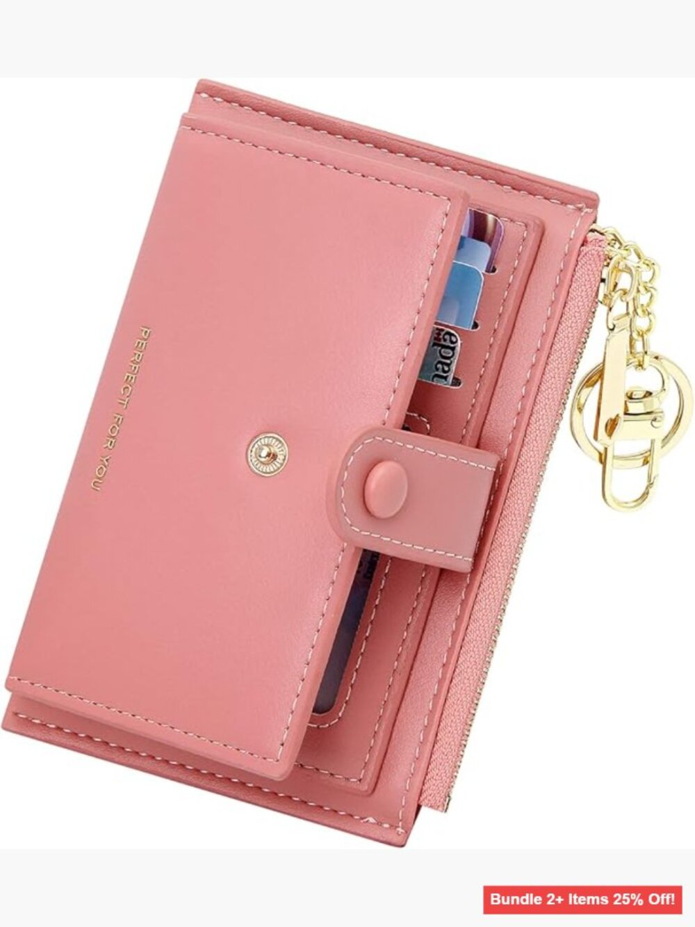 Slim RFID Card Case Wallet with Zipper Coin Pouch & Keychain